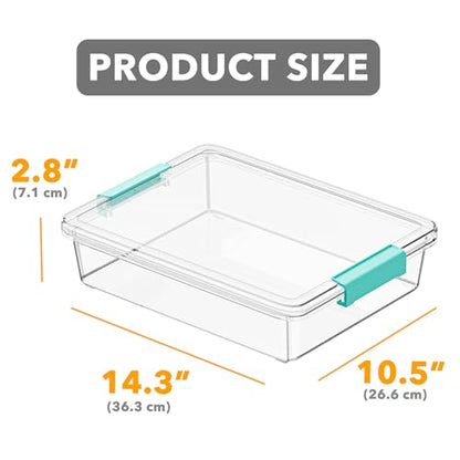 SpaceAid 6 Qt Plastic Storage Bins with Lids, Clear Sensory Bin Craft Organizers and Storage, Stackable Art Containers for Home, Office and School Supplies, 4 pack