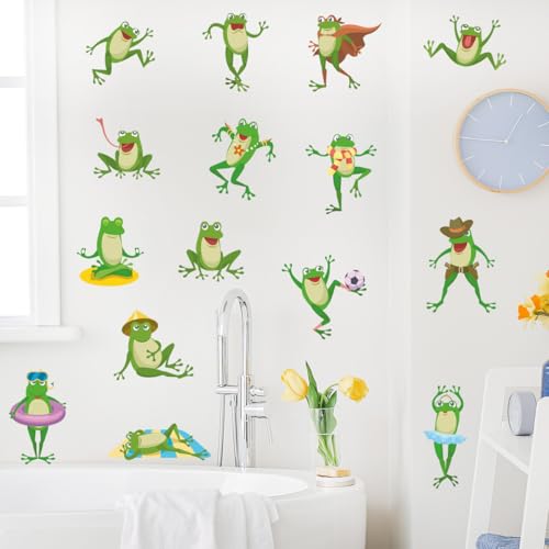 Cute Frog Wall Decals Frog Wall Stickers Peel and Stick Removable DIY Decoration for Kids Bedroom Playroom Classroom Nursery Decor - style: Frog