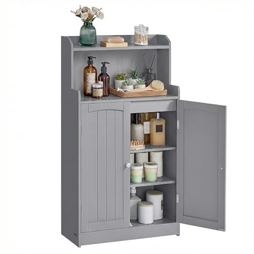 VASAGLE Bathroom Storage Cabinet, Bathroom Floor Cabinet with 2 Doors, 2 Adjustable Shelves, 11.8 x 23.6 x 39.4 Inches, Freestanding, for Dining Room, Kitchen, Living Room, Dove Gray BBC770GD01S - color: Dove Gray, size: 2 Doors (23.6"W)