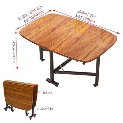 Multifunction Table Drop Leaf Dining Table, Foldable Kitchen Table Multifunction Space Saving Table For Dining Room Home Office, Easy To Fold And Unfold, Multifunction Expandable Table(Brown,120x70x75 - color: Brown, size: 120x70x75cm
