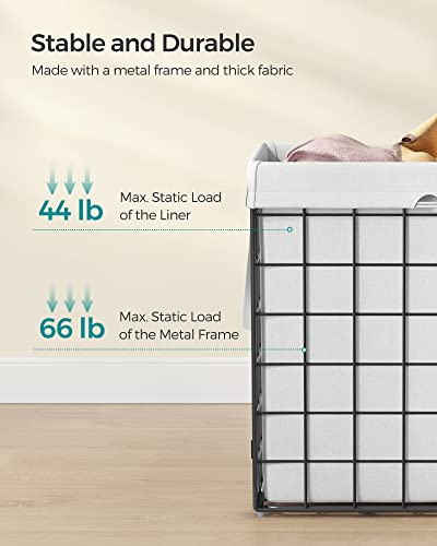 SONGMICS Laundry Hamper, Collapsible, 29 Gal. (110L) | Laundry Basket, Clothes Hamper, White and Black, STOUT Collection ULCB111W01 - color: Cream White, size: 110 L