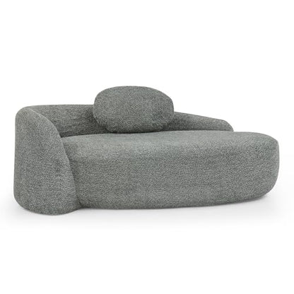 Modern Oval Single Lazy Sofa Chair, Bouclé Fabric Single Lounge Chair with Integrated Backrest, Side Armrest and Pillow, Compact Space-Saving Lounge Chair for Living Room Bedroom (Dark Gray//033) - color: Dark Gray//033