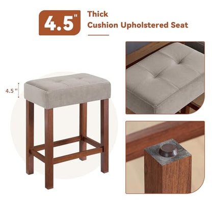 59" Dining Bar Table Set with Power Outlet, Behind Couch Sofa Table with 3 Padded Stools, 4 Piece Bar Table and Chairs Set for Living Room, Dining Room, Cherry - color: R3-cherry
