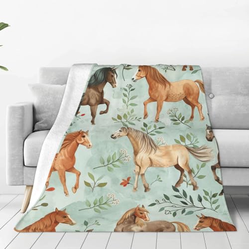Horse Blanket Horses Decor Animal Print Throw Blanket Gifts for Girls Boys Super Warm Soft Plush Lightweight Fleece Flannel Winter Couch Bedding Blankets for Kids Adults Women Men 80"X60" - color: Horse Blanket, size: 60"x80"