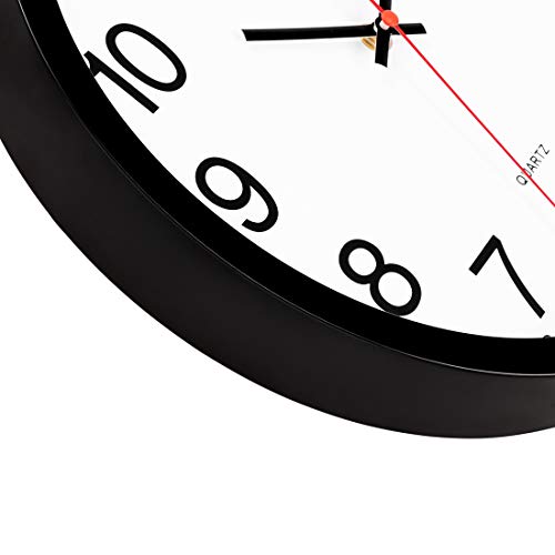 Foxtop Black Wall Clock Silent Non-Ticking 12 Inch Quartz Battery Operated Round Analog Wall Clock for Classroom School Office Living Room Bedroom Home - color: Black, size: 12 Inch - 1 Clock