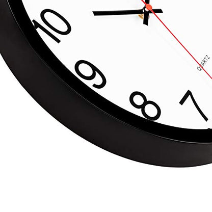 Foxtop Black Wall Clock Silent Non-Ticking 12 Inch Quartz Battery Operated Round Analog Wall Clock for Classroom School Office Living Room Bedroom Home - color: Black, size: 12 Inch - 1 Clock