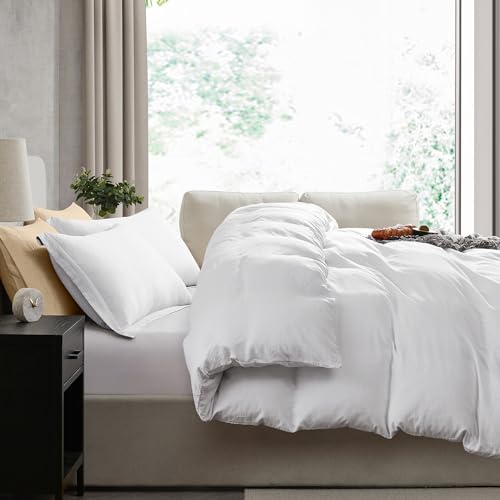 Hearth & Harbor Twin Duvet Cover Set - 2 Piece Soft Prewashed Bedding Set Twin/Twin XL - Includes 1 Duvet Cover 68x90 inches with Zipper Closure and 1 Pillow Sham, White, Comforter Not Included | 2 Piece Bedding Set, Ultra Soft & Breathable, Easy Care, Co