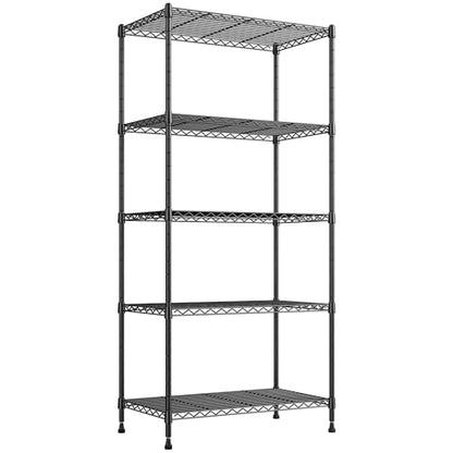 REIBII 60" H Wire Shelving, 1000LBS Heavy Duty & Adjustable, for Kitchen | Space Saving, Leveling Feet, Powder Coated Waterproof, Tool-Free Shelves, Freestanding, Anti-Tipping, Rust-resistant - size: 5 Tier,13.4" D x 23.2" W x 60" H