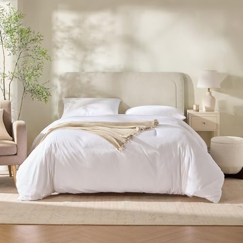 Hearth & Harbor Wall Mounted King Headboard Only, Bed Headboard King Size | Easy Assemble, Floating Peel & Stick, Upholstered Boucle, 3D Stitched Wall Panels, 5 Strips of 3M Tape Included, Linen - color: 02-linen, size: King