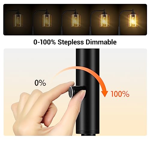 Dimmable Floor Lamp, Standing Lamp with Glass Lampshade, 6W LED Bulb Included, Modern Standing Lamp, Bright LED Lamp for Living Room and Bedroom, Office - color: Clear Glass
