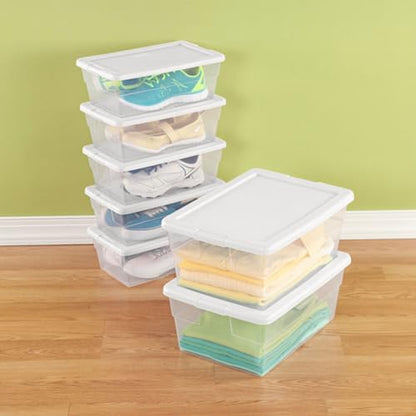 Sterilite 48-Pack 6 Quart Storage Box, Stackable Clear Plastic Bins with Snap-On Lids – Heavy-Duty Organizing Containers for Closet, Bathroom & Office - size: 6 Quart, style: 48 Pack