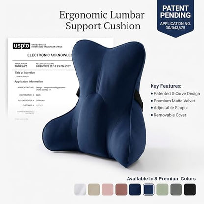 Lumbar Support Pillow(Pat. Pend) – Multi-Functional Ergonomic Back Cushion for Office Chair, Car Seat & Sofa, Reading Pillow with Firm Multi-Zone Support to Relieve Lower Back Pain,Teal Blue - color: Teal Blue