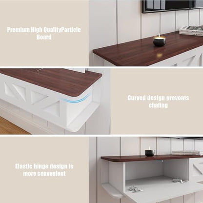 HedoAjim White Floating TV Stand for 43 55 65 70 inch TV, Entertainment Center Media TV Console Shelf and Storage Drawers for Wall for Living Room Bedroom