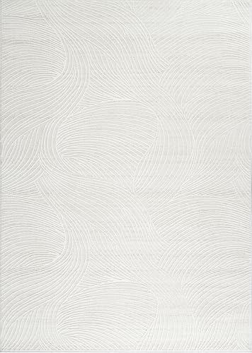 Abani Cream Area Rug – 9' x 12' – Vera Collection – Wave Texture Pattern – Non-Shedding, Easy to Clean – Durable for Living Room, Bedroom, or Office, Pet & Child Friendly - size: 9' x 12' (Rectangular)