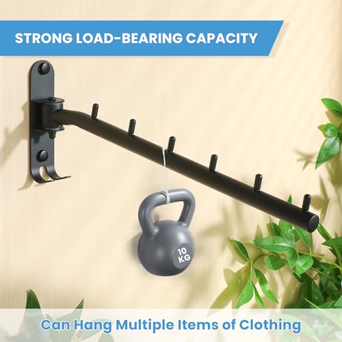 Mooche Swing Clothes Hanger Rack, Garment Racks 11.93" Long, Balck | 180°Rotation Laundry Drying Rack 304 Stainless Steel Space Saving Wall Mounted for Laundry Room Bedroom Balcony - color: Black, size: 1 Pack (6 Hooks)