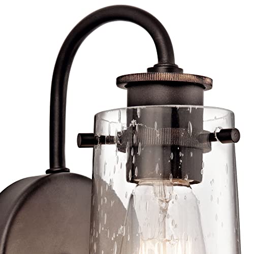 Kichler Braelyn 9.5" Wall Sconce in Chrome, 1-Light Industrial Wall Mount with Clear Seeded Glass, (9.5" H x 5" W), 45457CH - color: Chrome, size: 1-Light