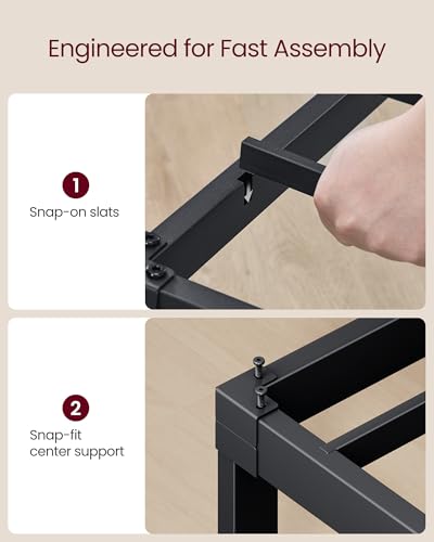 VASAGLE Twin Metal Bed Frame 14 Inches Tall, 550 lb Weight Capacity, No Box Spring Needed, with Under-Bed Storage, Easy Setup, Heavy-Duty Platform Bed, Mattress Retainers, Matte Black URMB653BD02S - size: Twin, style: 14 Inch