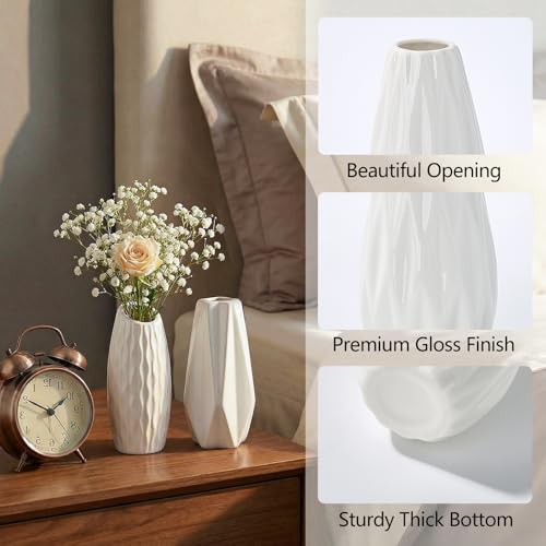 BEAHOT Ceramic Bud Vase Set of 12 - Glossy White Bud Vases: Unique Glazed Mini White Centerpiece for Flowers, Weddings, DIY Floral Decor - Boho & Modern Home Table Styling, Gift Ready - size: 12pack Glazed White