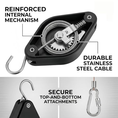 Retractable Plant Hanger, Plant Pulleys for Hanging Plants Heavy Duty | Pull Down, Adjustable, Upgraded, to Raise and Lower, Outdoor, Garden, Baskets, Pots, Birds Feeder