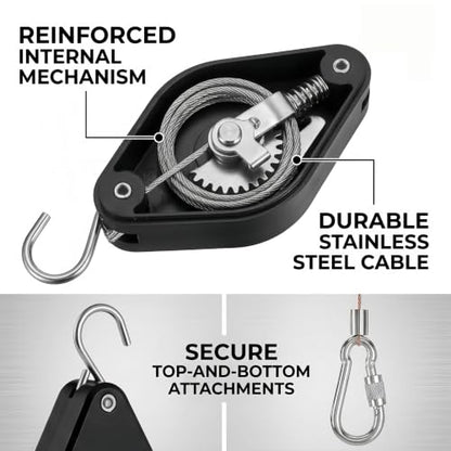 Retractable Plant Hanger, Plant Pulleys for Hanging Plants Heavy Duty | Pull Down, Adjustable, Upgraded, to Raise and Lower, Outdoor, Garden, Baskets, Pots, Birds Feeder