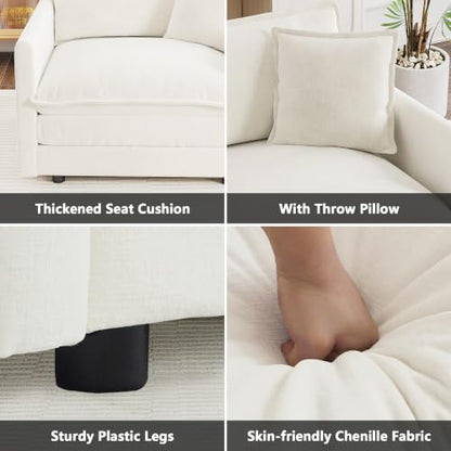Modular Sectional Sofa, 76.4 Inch L Shaped Couch Set for Living Room, Loveseat Comfy Cloud Couches with Movable Ottoman, DIY Combination, Chenille, Beige - color: Beige, size: 76.4 Inch- L