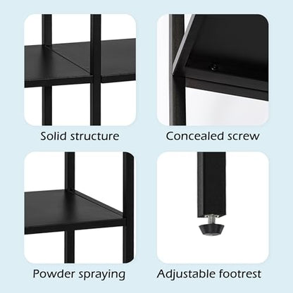 HDANI 39.4 Inch Metal Console Table with 3 Tier Strage Shelves,Narrow Entryway Table,Modern Sofa Tables for Entryway, Living Room,Bedroom,Black - color: Black, size: 39.37×11.81×31.5in