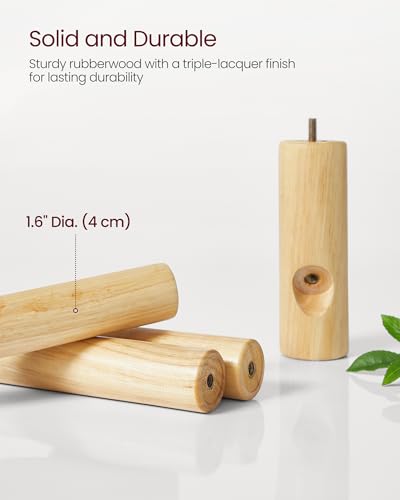VASAGLE Solid Wood Coat Rack, Free Standing Hall Coat Tree with 8 Hooks, 3 Height Options, for Coats, Hats, Bags, Purses, for Entryway, Hallway, Rubberwood Hooks and Pole, Natural Beige URCR010N01 - color: Natural Beige, style: Square Base + Cylindrical H