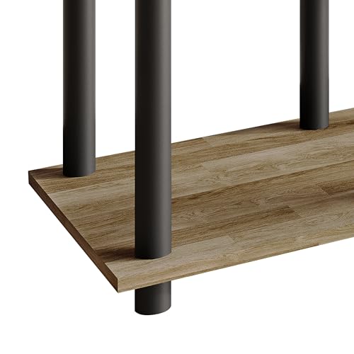 Simple 3-Tier TV Stand with Open Storage Shelves, for TVs up to 50", Natural Oak - color: Natural Oak