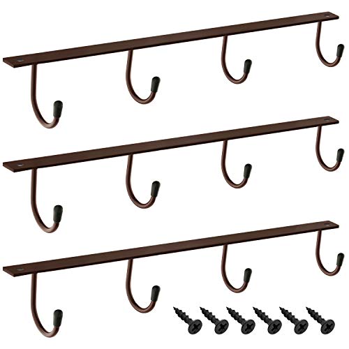 MOCOUM Under Cabinet Coffee Cup Holder, Brown Metal Rack - Mug & Coffee Cup Organizer, Kitchen Utensil Display (3) - color: Brown