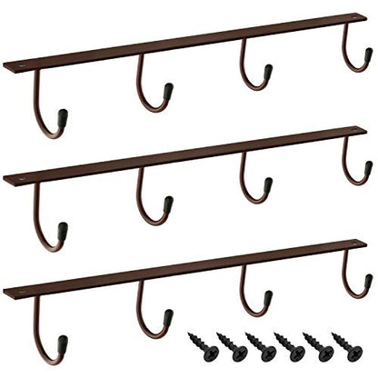 MOCOUM Under Cabinet Coffee Cup Holder, Brown Metal Rack - Mug & Coffee Cup Organizer, Kitchen Utensil Display (3) - color: Brown