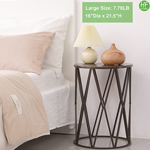 HFHOME Round Nesting Coffee Tables, Set of 3 End Tables for Living Room Balcony Office, Heavy Duty Metal Stacking Side Tables for Home Indoor - Brown - color: Classic Brown