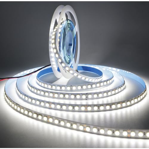 24V LED Strip Light, White 6000K 16.4ft 10000 LM Super Bright SMD 5050 IP20 Total 600 LEDs, LED Rope Light Strip for Bedroom, Kitchen, Advertising Decoration - color: White 6000K