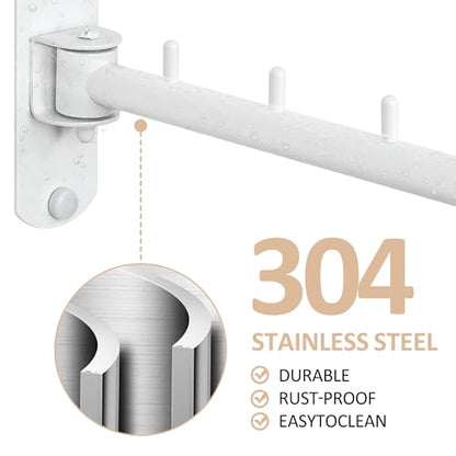 Mooche Swing Clothes Hanger Rack, Garment Racks 9.45" Long, White-2Pack | 180°Rotation Laundry Drying Rack 304 Stainless Steel Space Saving Wall Mounted for Laundry Room Bedroom Balcony - color: White, size: 2 Pack
