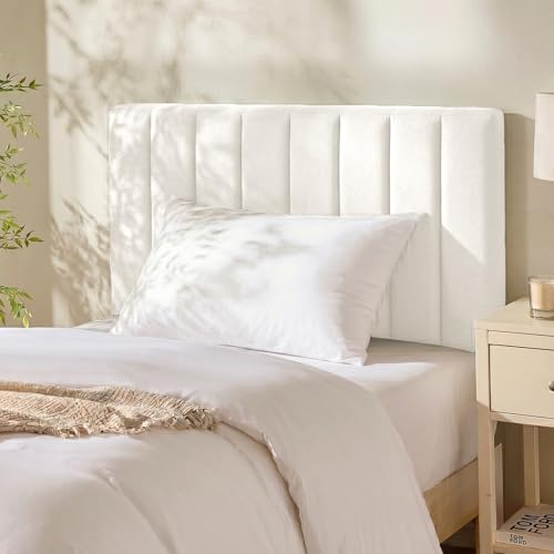 Nestl Upholstered Twin Headboard - Easy Assemble Channel Stitched Headboard Twin Size - Wall Mounted Headboards with 3D Soundproof Wall Panels Peel & Stick Floating Headboards, Off White - color: 01-off White, size: Twin