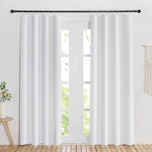 NICETOWN 100% Blackout Curtain Liners for Sheer Curtains, Cold Heat Light Noise Blocking Liners with Rings: Easy to Open and Closed, Thermal Liners for 84 inches Long Curtains, 1 Pair, 50" x 80" - color: Greyish White/100% Blackout, size: 50"W x 80"L (Pac
