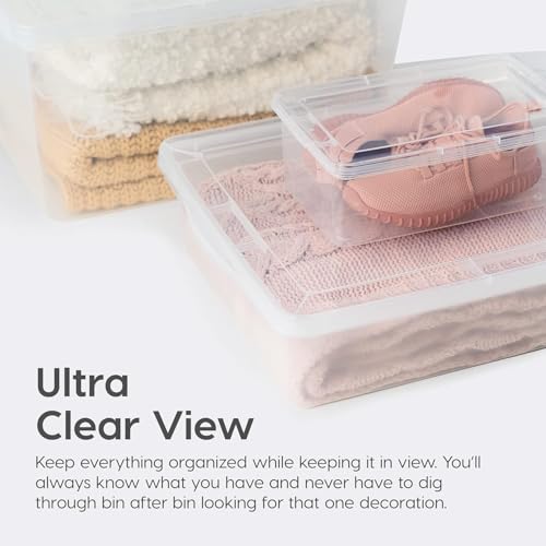 IRIS USA 6-Pack 6 Qt Storage Bins with Lids, Clear, Stackable | Ideal for shoes, crafts, office supplies and pantry items, nestable design, transparent design makes contents easy to find - size: 6 Qt - 6 Pack