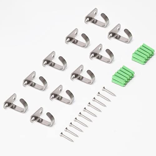 NearMoon Stainless Steel Screw Mounted Ceiling Hooks, Under-Shelf Towel/Robe Clothes Hook Heavy Duty Coat Hanger for Bathroom Kitchen Cabinet Garage, 10 Pack (Brushed Nickel) - color: Brushed Nickel