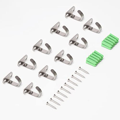 NearMoon Stainless Steel Screw Mounted Ceiling Hooks, Under-Shelf Towel/Robe Clothes Hook Heavy Duty Coat Hanger for Bathroom Kitchen Cabinet Garage, 10 Pack (Brushed Nickel) - color: Brushed Nickel
