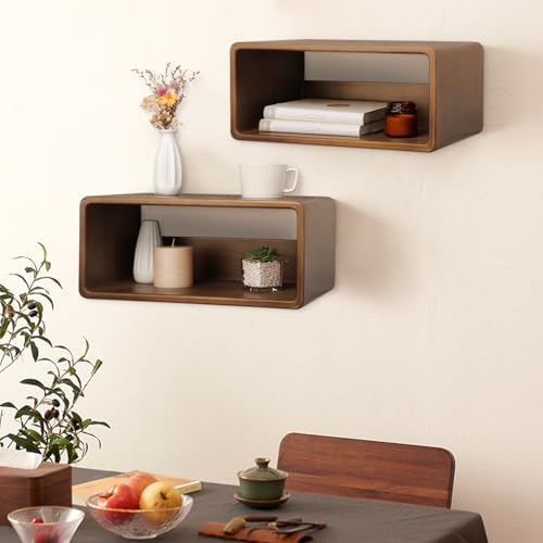 Floating Nightstand, Wall Mounted Bedside Shelf, Handmade Bedroom Furniture,Pine Wood Floating Bedside Table, Minimalist and Unique Style 18”x 10”x 7.5” Brown - color: Brown