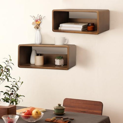 Floating Nightstand, Wall Mounted Bedside Shelf, Handmade Bedroom Furniture,Pine Wood Floating Bedside Table, Minimalist and Unique Style 18”x 10”x 7.5” Brown - color: Brown