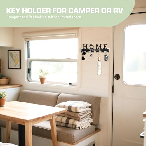 Key Holder Wall Mount, Adhesive Key Hanger with 12 Hooks, Black | Metal Material, 2 Mount Options, Compact Design, Cute Wall Decoration, Suit for Entryway, Doorway, Hallway, RV, Garage - style: 12 Hooks
