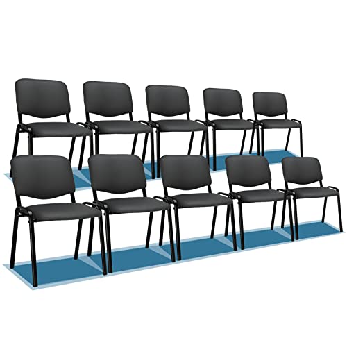 VINGLI 10-Pack Waiting Room Chairs, Stackable Chair for Office, Pu-Grey | Stacking Chairs, Armless Church Chairs, Space-saving, Guest & Reception, Office Lobby, Business Hall - color: Pu-grey, size: 10-pack