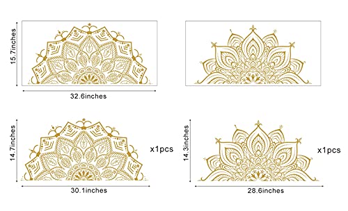 Half Mandala Wall Decal Mandala Wall Sticker Mandala Decals for Walls Flower Wall Stickers Removable Peel and Stick Wall Decals for Bedroom Living Room Yoga Studio Decor | Headboard vinyl decoration, yoga room decor, lotus peel and stick, removable, self