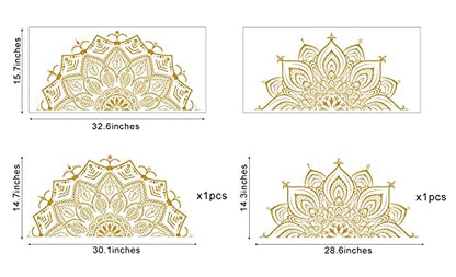 Half Mandala Wall Decal Mandala Wall Sticker Mandala Decals for Walls Flower Wall Stickers Removable Peel and Stick Wall Decals for Bedroom Living Room Yoga Studio Decor | Headboard vinyl decoration, yoga room decor, lotus peel and stick, removable, self