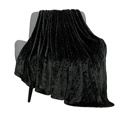 Fleece Blanket Fuzzy Plush Throw Blanket 50" x 60", Super Soft Fluffy Bed Blanket Geometric Pattern Comfy Microfiber Flannel Blankets for Couch, Bed, Sofa, Black - color: Black, size: Throw-50" x 60"