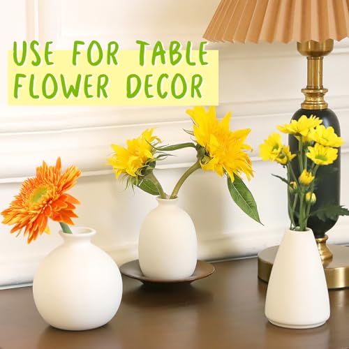 10pc Ceramic Bud Vases Set - White Small Flower Ceramic Vases | 2-3 Inch Mini Vases Boho & Modern Ceramic Vase Set for Table Décor, Wedding, Cute Vase Home Decor
