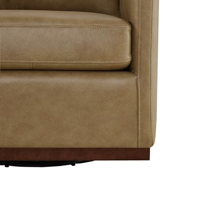 CHITA Genuine Leather Swivel Chair, Wood Frame, Fully Assembled, Mocha | Leather Arm Chair with 360° Swivel Solid Wood Base, Mid Century Modern Living Room Chair, 33"Dx30"Wx33"H, 300 Lb Capacity - color: Mocha