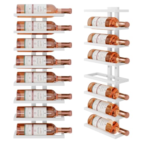 Hoctieon 8 Tier Wall Mount Wine Rack, Wall Racks for Wine Bottles Display and Storage, Hanging Bottle Organizer for Living Room, Kitchen, Wine Cellar, Bar, White - color: White, size: 1 Pack (8 Bottles)