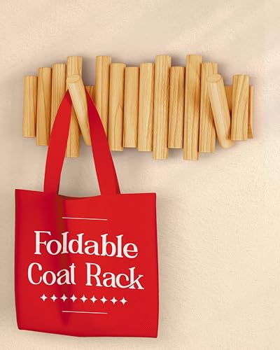 Folding Wall Coat Rack - entryway Hooks foldable - Wooden Coat Rack Wall Mount - modern Wall Mounted Coats Rack - Coat Hanger Walls Mount Coat Racks - folding coat hooks for Key bag clothes towels - color: Natural