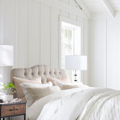 Rosevera Givanna Adjustable Height Headboard with Linen Upholstery and Button Tufting for Bedroom, Queen, Beige Linen - color: Beige Linen, size: Queen